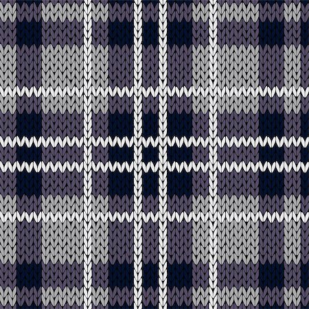 simsearch:400-08754191,k - Knitting checkered seamless vector pattern with perpendicular lines as a woollen Celtic tartan plaid or a knitted fabric texture, mainly in muted violet hues with white thread Stockbilder - Microstock & Abonnement, Bildnummer: 400-08755019