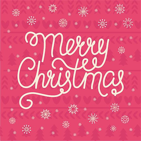 Merry Christmas greeting card with hand written lettering and snowflakes. Vector illustration. Stockbilder - Microstock & Abonnement, Bildnummer: 400-08755078