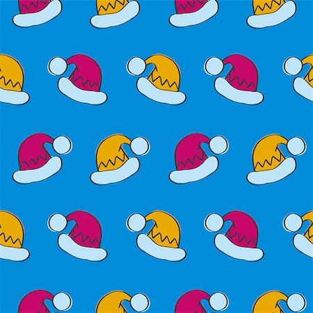 Seamless Pattern with Santa Claus Hats. Vector Illustration Stockbilder - Microstock & Abonnement, Bildnummer: 400-08755086