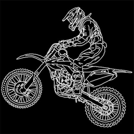 silhouettes Motocross rider on a motorcycle. Vector illustrations. Stock Photo - Budget Royalty-Free & Subscription, Code: 400-08755173