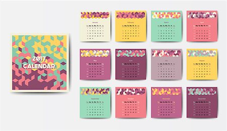 simsearch:400-08194861,k - Geometric 2017 year calendar in bright colors Fotografie stock - Microstock e Abbonamento, Codice: 400-08755209