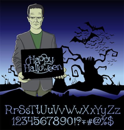 Cartoon Frankenstein vector. Halloween font set. Frankenstein Halloween. Halloween background. Monster Stock Photo - Budget Royalty-Free & Subscription, Code: 400-08755213