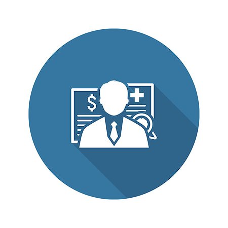 Insurance Agent Icon. Flat Design. Isolated Illustration. Man with multiple documents placed behind. Stock Photo - Budget Royalty-Free & Subscription, Code: 400-08755237