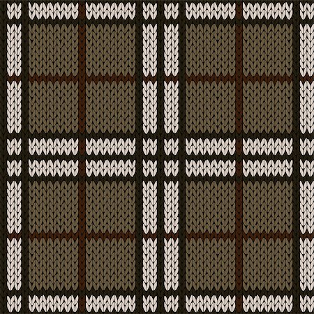 simsearch:400-08755020,k - Knitting seamless vector pattern with perpendicular lines as a woollen Celtic tartan plaid or a knitted fabric texture in muted warm hues Stockbilder - Microstock & Abonnement, Bildnummer: 400-08755291