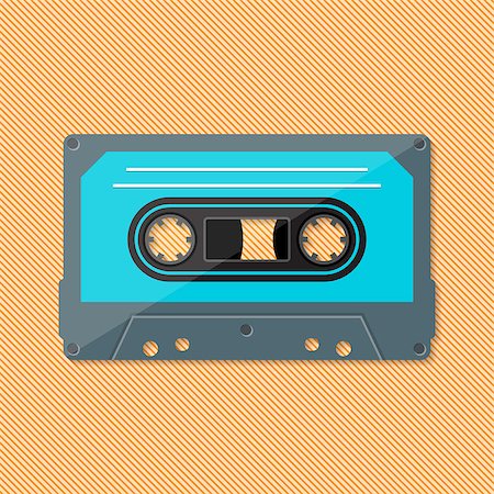 simsearch:400-05152359,k - Single retro music compact cassette colorful vector illustration Foto de stock - Super Valor sin royalties y Suscripción, Código: 400-08755333