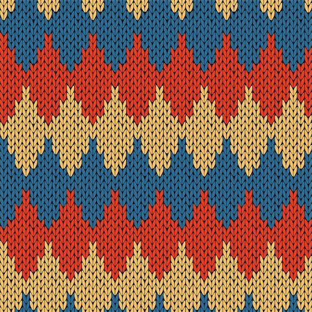 simsearch:400-08755020,k - Abstract knitting ornamental seamless vector pattern with geometric color figures as a knitted fabric texture in blue, orange and beige colors Stockbilder - Microstock & Abonnement, Bildnummer: 400-08755375