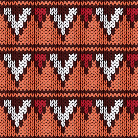 simsearch:400-08755020,k - Abstract knitting ornamental seamless ethnic vector pattern with rows of geometric figures as a knitted fabric texture in warm colors Stockbilder - Microstock & Abonnement, Bildnummer: 400-08755379