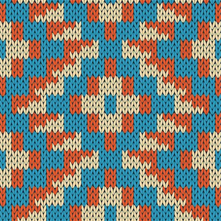 simsearch:400-08755020,k - Abstract knitting ornamental seamless geometric vector pattern as a knitted fabric texture in blue, beige and orange colors Stockbilder - Microstock & Abonnement, Bildnummer: 400-08755371