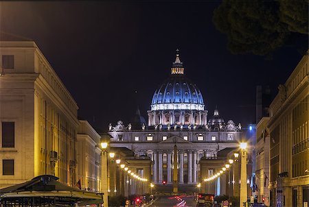 simsearch:400-08707021,k - St. Peter Basilica is a church in the Renaissance style located in the Vatican City. Evening Stock Photo - Budget Royalty-Free & Subscription, Code: 400-08755405