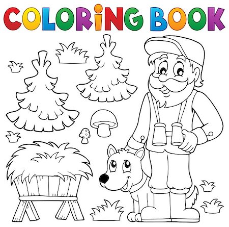 paintings on forest animals - Coloring book forester theme 2 - eps10 vector illustration. Stock Photo - Budget Royalty-Free & Subscription, Code: 400-08755497