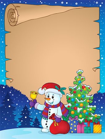 simsearch:400-08199504,k - Parchment with Christmas snowman theme 1 - eps10 vector illustration. Stock Photo - Budget Royalty-Free & Subscription, Code: 400-08755524