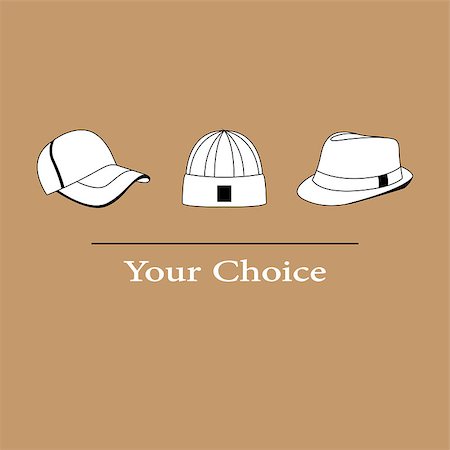 Vector illustration set of men fashion hats to choose from Stock Photo - Budget Royalty-Free & Subscription, Code: 400-08755663