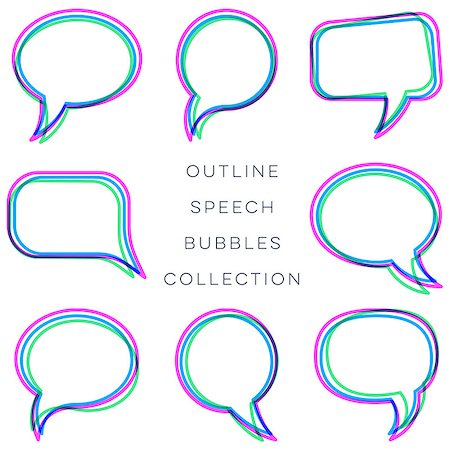 simsearch:400-08756550,k - Creative colorful outline speech bubbles collection vector illustration Stock Photo - Budget Royalty-Free & Subscription, Code: 400-08755779