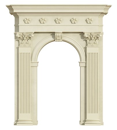 simsearch:400-07978992,k - Front view of a classic arch with Corinthian column isolated on white - 3d Rendering Stock Photo - Budget Royalty-Free & Subscription, Code: 400-08756084