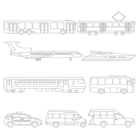 simsearch:400-06075556,k - Vector flat illustration of line public transport Stockbilder - Microstock & Abonnement, Bildnummer: 400-08756110