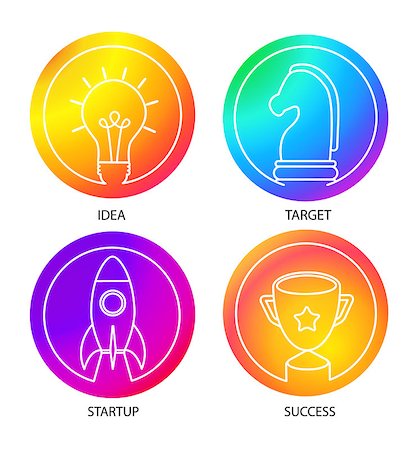 simsearch:400-08816953,k - Smooth color gradient icon template set with business logo set. Start up, Idea, Success, strategy concept icons set. Vector illustration. Fotografie stock - Microstock e Abbonamento, Codice: 400-08756550