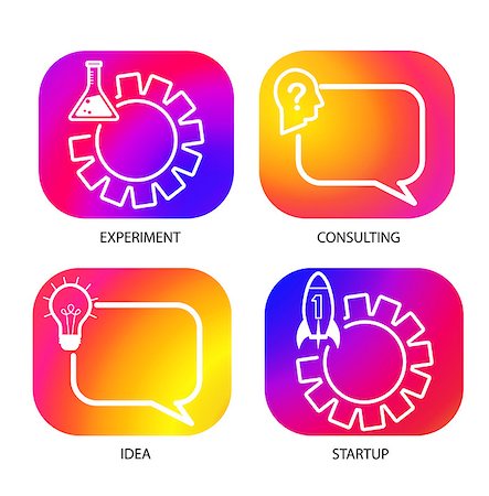 simsearch:400-08816953,k - Smooth color gradient icon template set with business logo set. Start up, Idea,experiment, consulting concepts. Vector illustration. Stock Photo - Budget Royalty-Free & Subscription, Code: 400-08756551