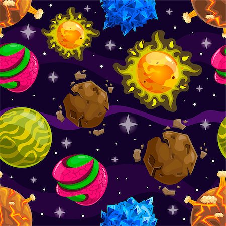 stars cartoon galaxy - Seamless pattern with fantazy cartoon planet. Space illustration. Stock Photo - Budget Royalty-Free & Subscription, Code: 400-08757169