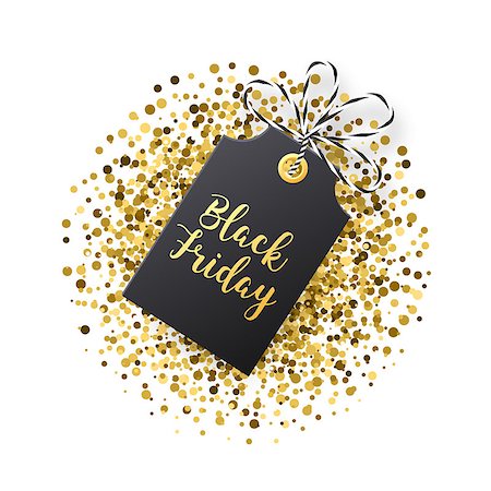 simsearch:400-08411358,k - Black Friday sales tag. Black tag with golden glitter isolated on white backround. Vector illustration Foto de stock - Super Valor sin royalties y Suscripción, Código: 400-08757209