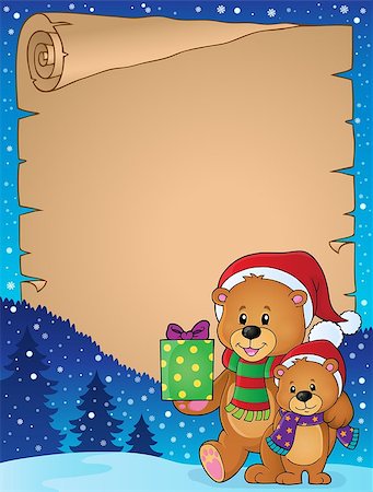 simsearch:400-08199504,k - Parchment with Christmas bears theme 1 - eps10 vector illustration. Stock Photo - Budget Royalty-Free & Subscription, Code: 400-08757251