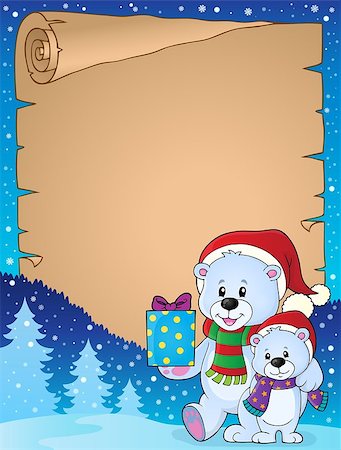 simsearch:400-08199504,k - Parchment with Christmas bears theme 2 - eps10 vector illustration. Stock Photo - Budget Royalty-Free & Subscription, Code: 400-08757252