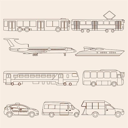 simsearch:400-06075556,k - Vector flat illustration of line public transport Stockbilder - Microstock & Abonnement, Bildnummer: 400-08758467