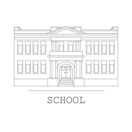 simsearch:400-08264240,k - Silhouette illustration of classical school building in a flat style Photographie de stock - Aubaine LD & Abonnement, Code: 400-08758472