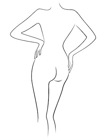 simsearch:400-07620944,k - Abstract attractive graceful sender female body, view from the back, hand drawing vector artwork Fotografie stock - Microstock e Abbonamento, Codice: 400-08758492