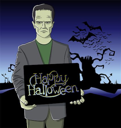 Cartoon Frankenstein vector. Frankenstein Halloween. Halloween background. Monster Stock Photo - Budget Royalty-Free & Subscription, Code: 400-08758514