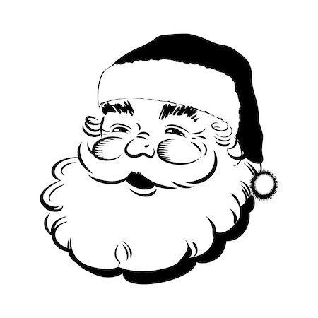 Santa Claus smiling. Classic cartoon Head. Retro Clip Art Stock Photo - Budget Royalty-Free & Subscription, Code: 400-08758520
