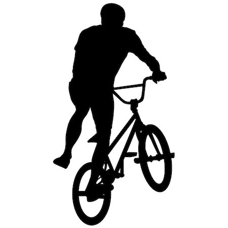 simsearch:400-05747698,k - Silhouette of a cyclist male performing acrobatic pirouettes. vector illustration. Stock Photo - Budget Royalty-Free & Subscription, Code: 400-08758934