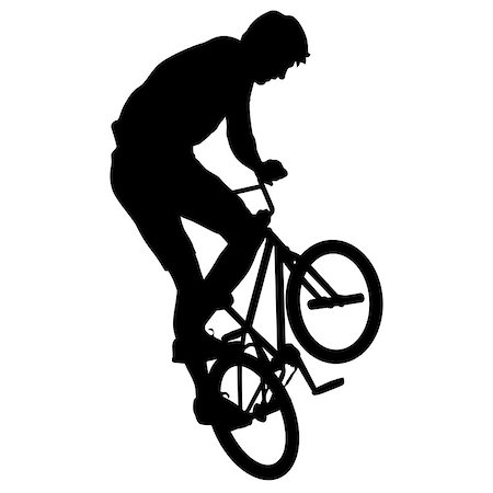 simsearch:400-05188041,k - Silhouette of a cyclist male performing acrobatic pirouettes. vector illustration. Stockbilder - Microstock & Abonnement, Bildnummer: 400-08758935