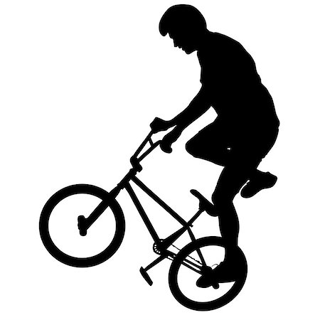 simsearch:400-05188041,k - Silhouette of a cyclist male performing acrobatic pirouettes. vector illustration. Stockbilder - Microstock & Abonnement, Bildnummer: 400-08758933