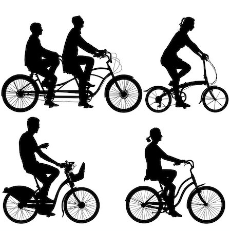 extreme bicycle vector - Set silhouette of a cyclist male and female. vector illustration. Stock Photo - Budget Royalty-Free & Subscription, Code: 400-08758940