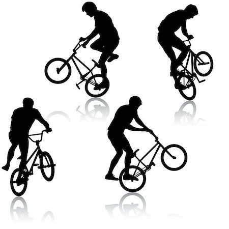 Set silhouette of a cyclist male performing acrobatic pirouettes. vector illustration. Stock Photo - Budget Royalty-Free & Subscription, Code: 400-08758941