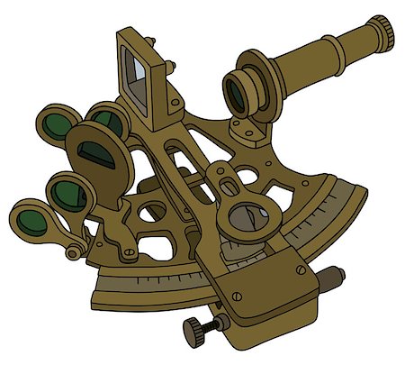 sextant - Hand drawing of a historic brass sextant Photographie de stock - Aubaine LD & Abonnement, Code: 400-08759009