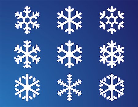 simsearch:400-08573713,k - snowflake isolated white silhouette set on winter blue background Photographie de stock - Aubaine LD & Abonnement, Code: 400-08759028