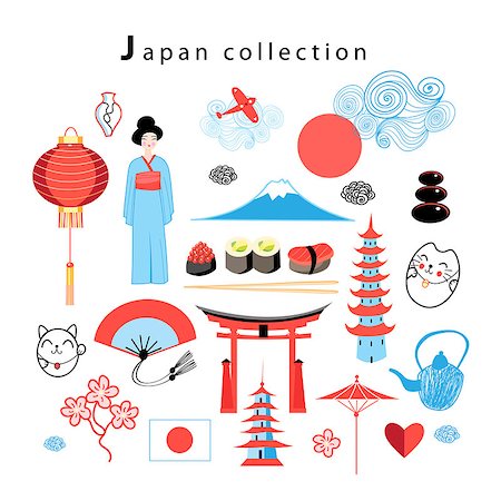 Vector graphic set Japan on a white background Stock Photo - Budget Royalty-Free & Subscription, Code: 400-08759051