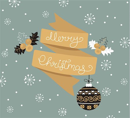 Merry Christmas Greeting Card with lettering. Vector illustration. Stock Photo - Budget Royalty-Free & Subscription, Code: 400-08759099