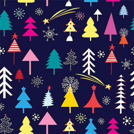 simsearch:400-06766392,k - New pattern of Christmas trees on a dark background Stock Photo - Budget Royalty-Free & Subscription, Code: 400-08759090