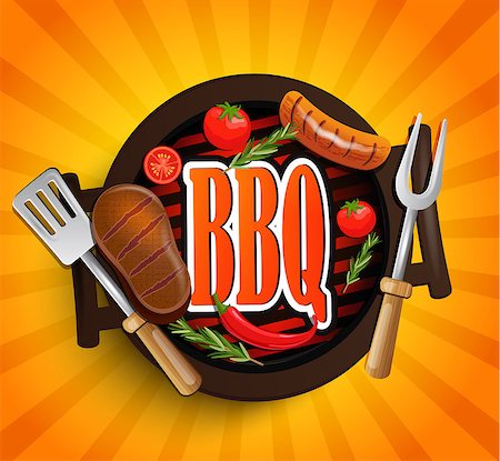 BBQ Grill elements - Typographical Design Label or Sticer on the vintage background. Design Template. Vector illustration. Stock Photo - Budget Royalty-Free & Subscription, Code: 400-08759142
