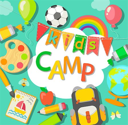 education camp - Themed Summer Camp poster in flat style, vector illustration. Stock Photo - Budget Royalty-Free & Subscription, Code: 400-08759167