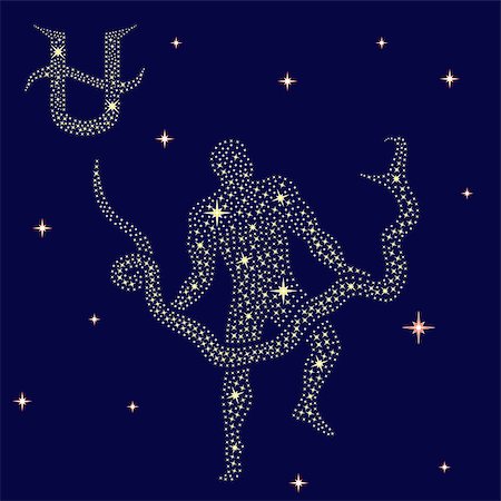 Alternative thirteenth Zodiac sign Ophiuchus on a background of the starry sky, vector illustration Stock Photo - Budget Royalty-Free & Subscription, Code: 400-08759626