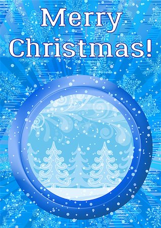 snowflakes on window - Christmas Holiday Background, Round Porthole Window on Blue Wall with Magic Winter Forest, Fir Trees, Abstract Patterns, Snowflakes, Confetti and Place for Text. Eps10, Contains Transparencies. Vector Stock Photo - Budget Royalty-Free & Subscription, Code: 400-08759881