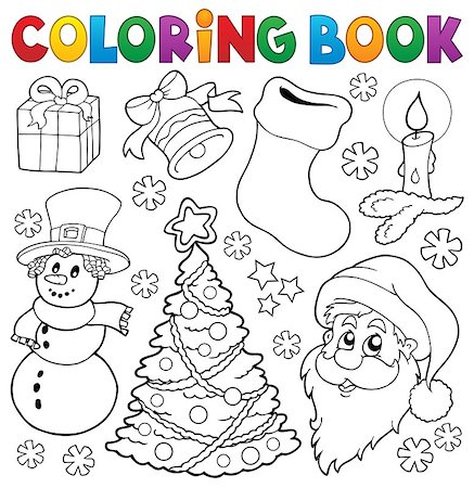 simsearch:400-08343929,k - Coloring book Christmas thematics 5 - eps10 vector illustration. Foto de stock - Royalty-Free Super Valor e Assinatura, Número: 400-08759967