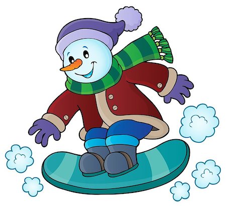 Snowman on snowboard theme image 1 - eps10 vector illustration. Stock Photo - Budget Royalty-Free & Subscription, Code: 400-08759974