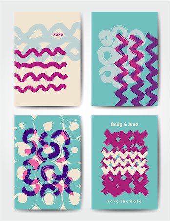 simsearch:400-08617908,k - Modern grunge brush postcard template, art vector cards design in bright colors Foto de stock - Super Valor sin royalties y Suscripción, Código: 400-08750129