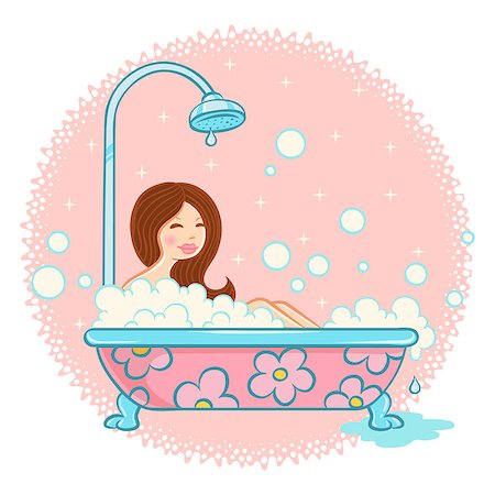 Vector illustration of girl in bathroom Stock Photo - Budget Royalty-Free & Subscription, Code: 400-08750176