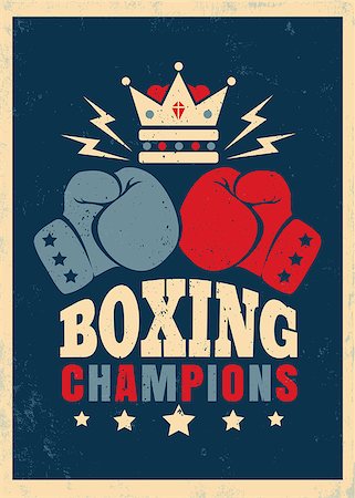 Vector vintage poster for boxing with gloves Stock Photo - Budget Royalty-Free & Subscription, Code: 400-08750177