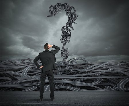 simsearch:400-04324276,k - 3D Rendering Difficult choices of a businessman watching a tangle of roads Stockbilder - Microstock & Abonnement, Bildnummer: 400-08750233